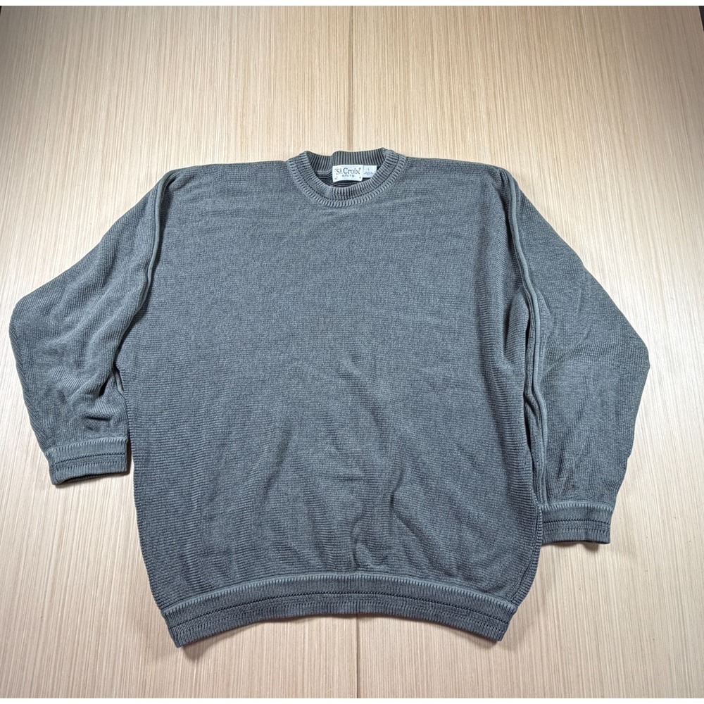 Vintage St. Croix Knits Sweater Mens Large‎ Green Cotton Banded Trim Warm Wear